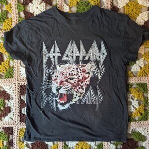 Women’s Def Leppard Top Sz L Black T-Shirt Rock Band Til We Drop Tour